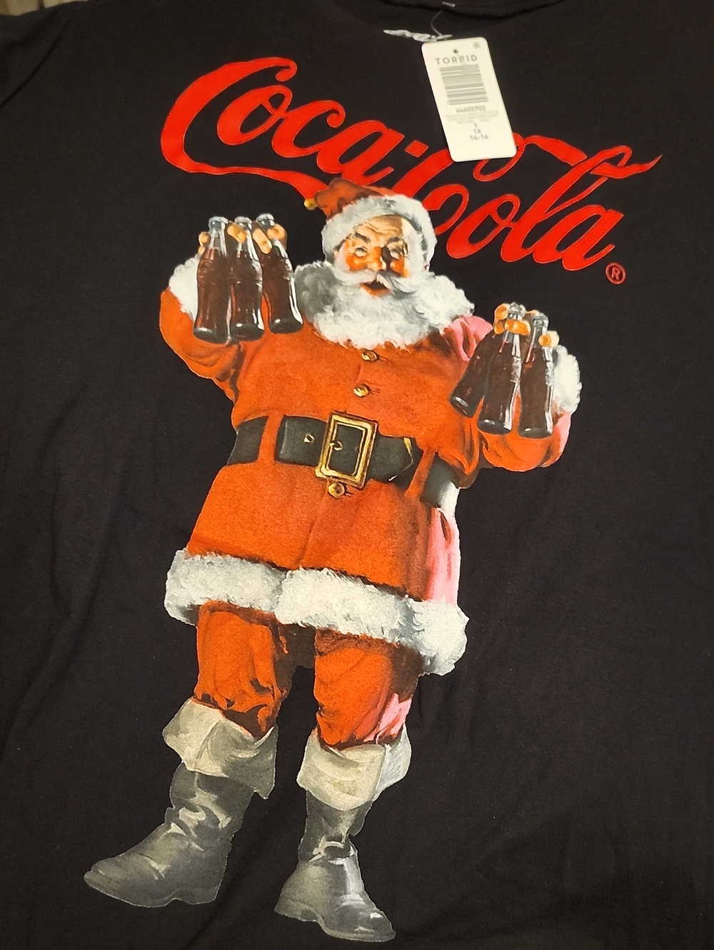 Nwt Torrid 1x Coca Cola Black Santa Graphic T-Shirt